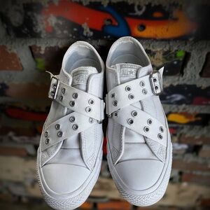 Converse White Cross-Strap Sneakers
